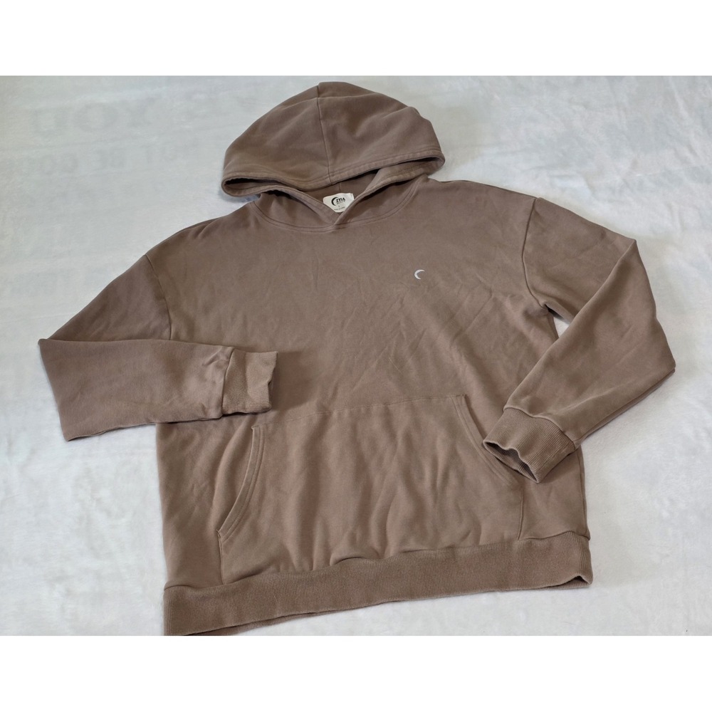 Zyia Active Womens Large Taupe Relaxation Hoodie Pullover Kangaroo Pocket